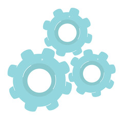 Cogwheel set soft blue vector with line, gear set icon in 3D style
