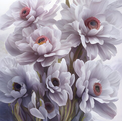 Bukiet białych kwiatów, abstrakcja. Generative AI - obrazy, fototapety, plakaty