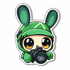 Rabbit cameraman cartoon sticker 