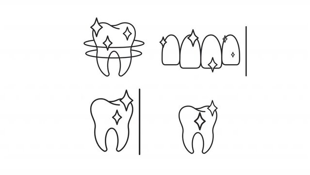Animated dental hygiene linear icons. Cosmetic dentistry. Professional service. Seamless loop HD video with alpha channel on transparent background. Outline motion graphic animation