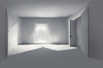Fototapeta na wymiar Black and white, grey, empty room. Generative ai art.