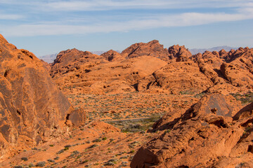 orange sand and rocks at the valley of fire state park in Nevada.