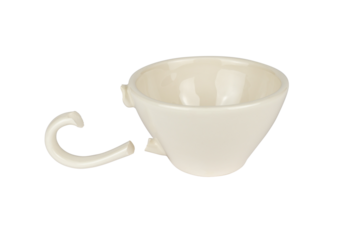 White porcelain cup with broken holder on transparent background