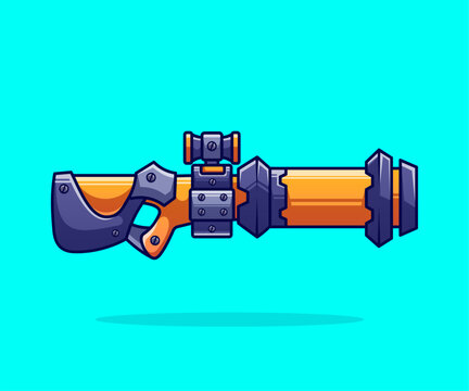 Futuristic blaster game. Space alien laser, space blaster, guns and rifles for kids playing vector illustration. Futuristic gun element for game, toy for entertainment