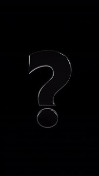 Rising Black Question Mark Vertical Video Isolated on alpha background