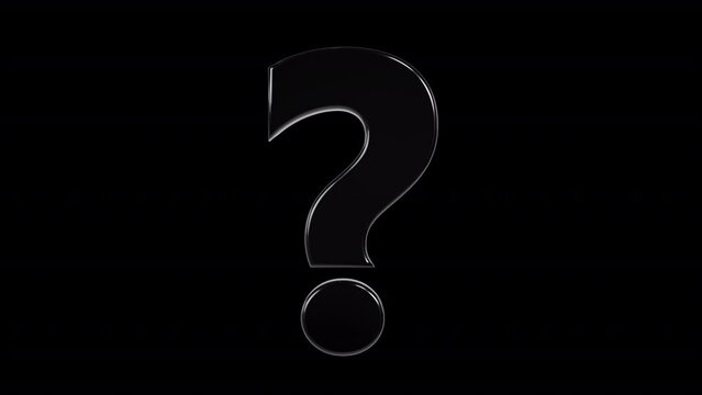 Rising Black Question Mark Isolated on alpha background