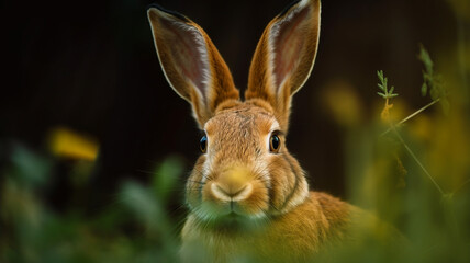 Obraz premium Rabbit in Grass created with Generative AI