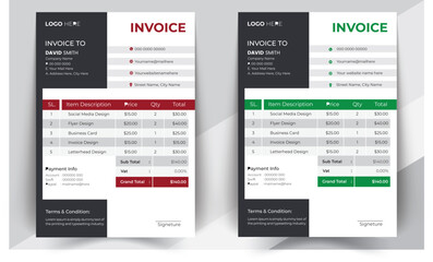 Business invoice form template. Invoicing quotes, money bills or price invoices and payment agreement design templates. Tax form, bill graphic or payment receipt page vector set