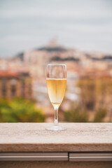 Champagne glass with bubbles