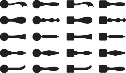 Collage of different door knobs isolated on white