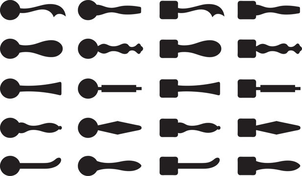 Collage of different door knobs isolated on white