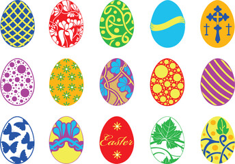 Collection of different easter eggs isolated on white