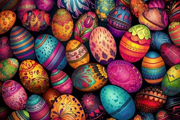 Fototapeta na wymiar Easter egg's seamless background