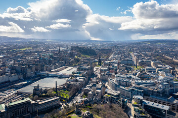 city aerial view of Edinburgh