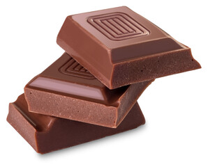 Milk Chocolate bar pieces in stack