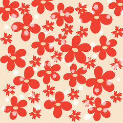 70's inspired floral vector pattern. This pattern included orange represented in a bold way. Great for fabrics and packaging