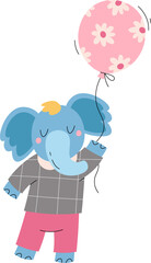 Cute elephant with balloon
