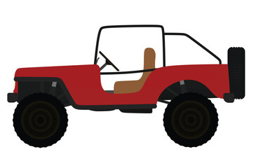 Retro red vehicle. vector illustration