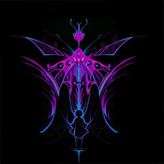 abstract neon butterfly, logo, pink