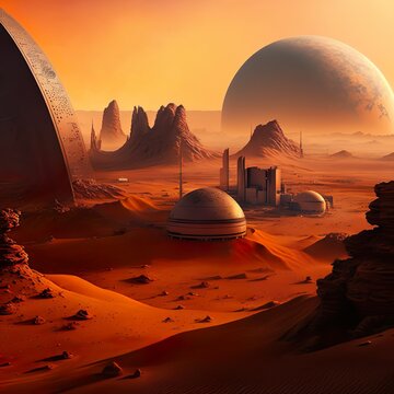 City of future in Mars domo architecture Generative AI