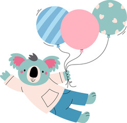 Cute koala with balloon