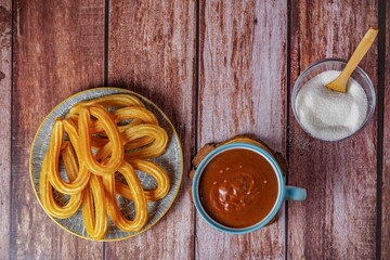 hot chocolate with churros typical Spanish breakfast