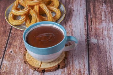 hot chocolate with churros typical Spanish breakfast