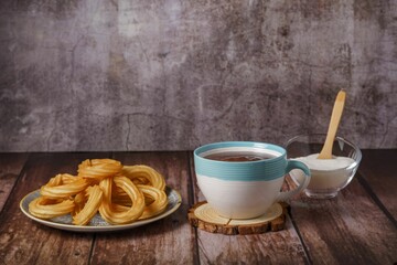 hot chocolate with churros typical Spanish breakfast