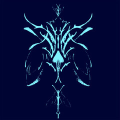 abstract neon beetle, logo, vector