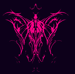 abstract neon butterfly, logo, vector
