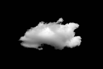 White cloud isolated on black background. Black and white atmospheric template