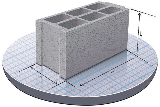 Concrete block and its dimensions (cut out)