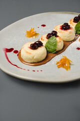 four cheesecakes in a restaurant