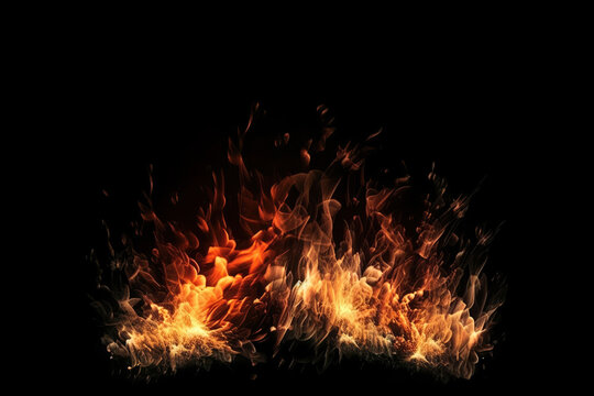 fire flames isolated on black background, generative ai