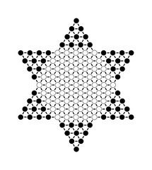 Vector illustration of a board game of Chinese checkers isolated on a white background. Traditional Chinese checkers. Games on the board. Checkers board. Chinese Game