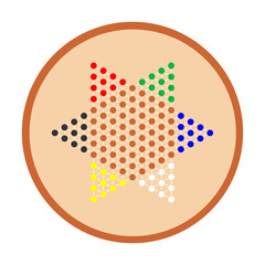 Vector illustration of a board game of Chinese checkers isolated on a white background. Traditional Chinese checkers. Games on the board. Checkers board. Chinese Game