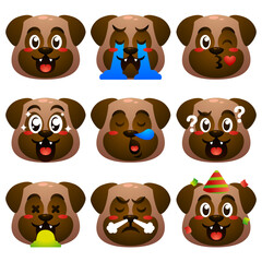 cute pug emoticon set