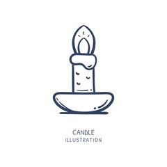 Candle simple doodle hand drawn icon logo line vector hand drawn illustration