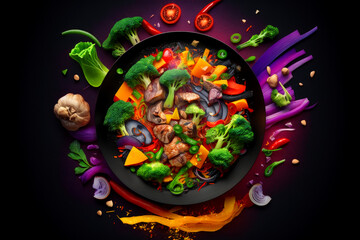 Stir Fried Vegetables and Meat, Generative AI

