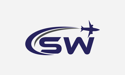 Tour and travel logo design, Airline agency symbol and aviation company monogram vector	