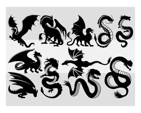 Dragon SVG, Dragon, Dragon Flying, Dragons Head Svg, Animal Svg, Dragon Vector, Winged Dragon Svg, Dragon Silhouette,  Eps, Cut file