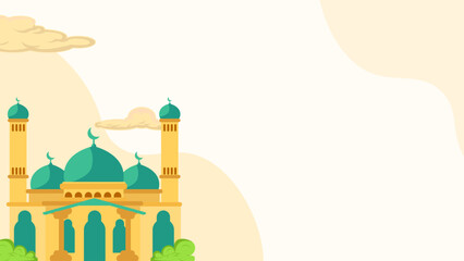 islamic background with mosque element illustration, for greeting, cover, card, banner design