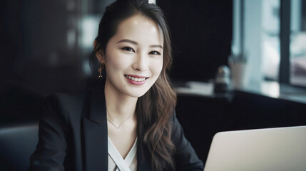 オフィスで働く日本人女性