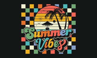 Summer Retro Wavy T-shirt Design