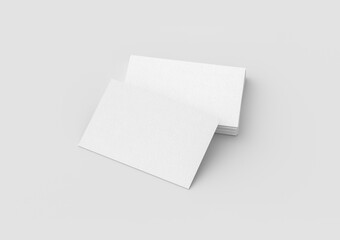 Business card mockup. Stack of business cards on white background. Side view