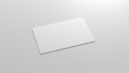 Business card mockup. Single business card on white background. Side view