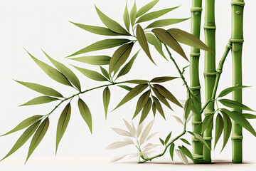 Fototapeta na wymiar Bamboo realistic and white background, Generative AI