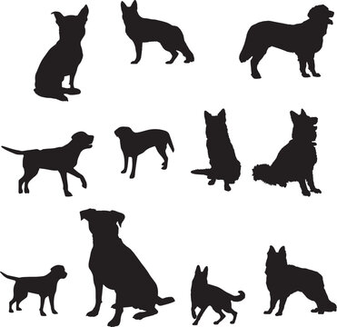Dog silhouettes set