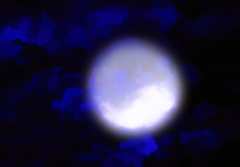 Naklejka na ściany i meble Glowing moon during night time illustration