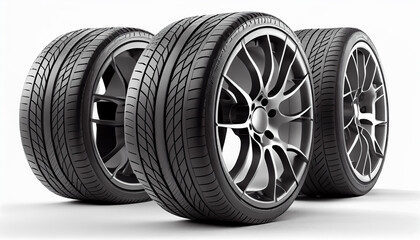 Car tires in row,New Design Tires, Summer, Winter Ai generated image